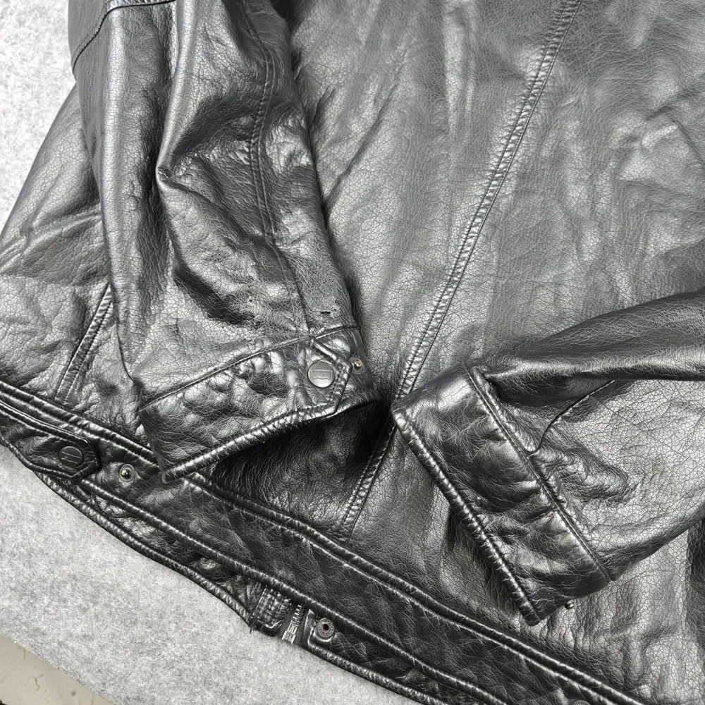 Levi's‎ Faux Leather Sherpa Fleece Lined Bomber Jacket Mens Size XL Black Biker